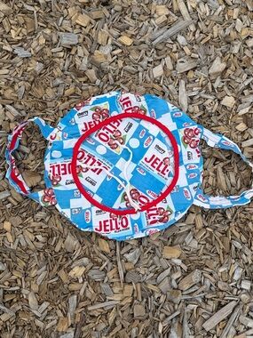 JELL-O Blue Cherry Print Casserole Carrier with Red Trim